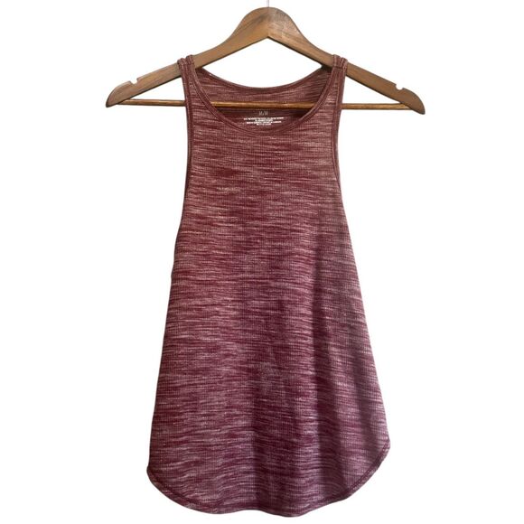 Live Love Dream Tank Top Maroon Heathered Ribbed Racerback Casual - Picture 1 of 4